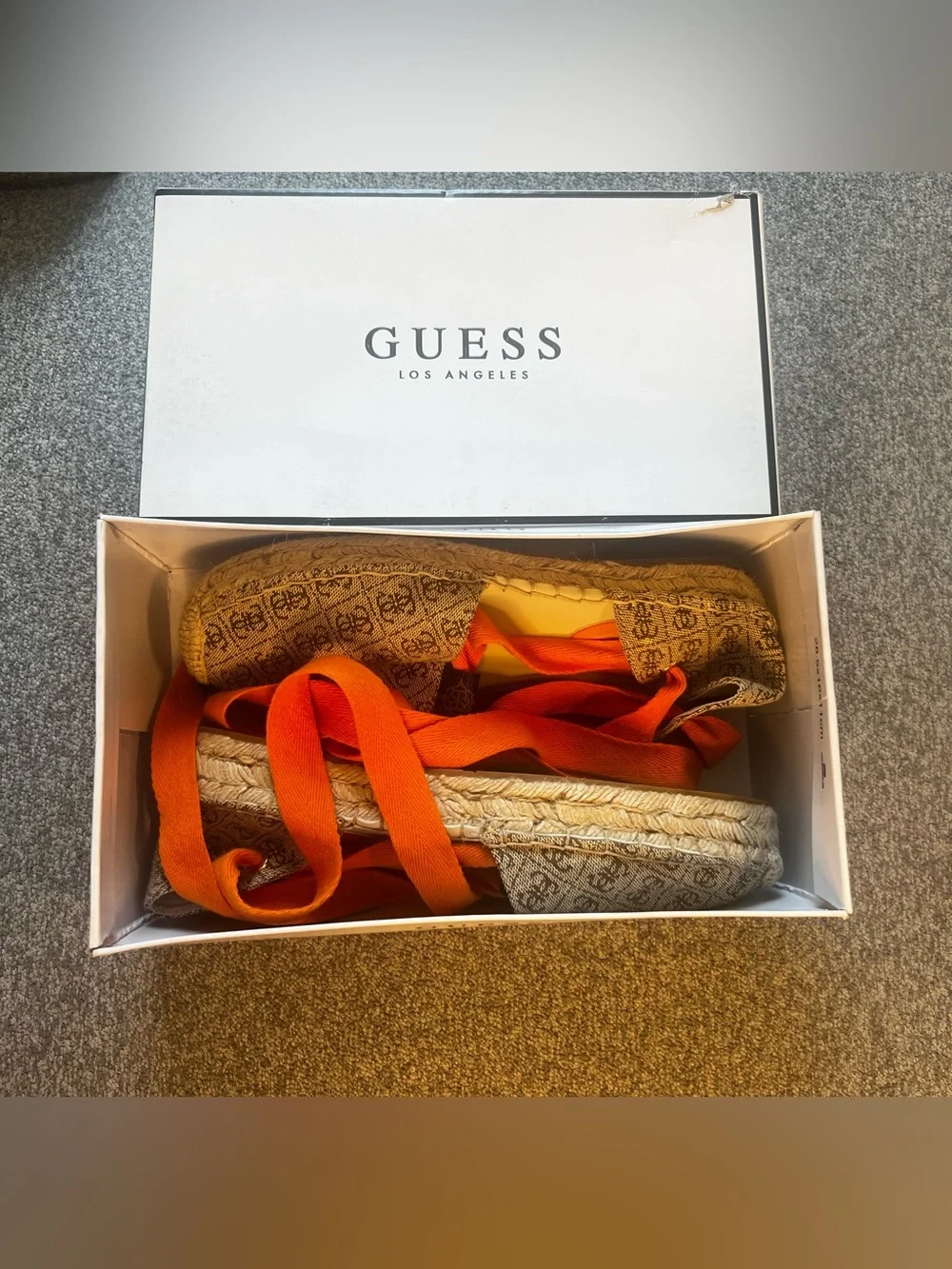 GUESS Orange Logo Espadrille Lace-Up Flats